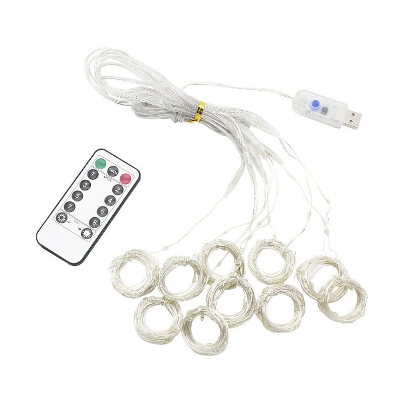 Led-es Függönyfüzér Usb-füzér Tündérünnep Távirányítóval