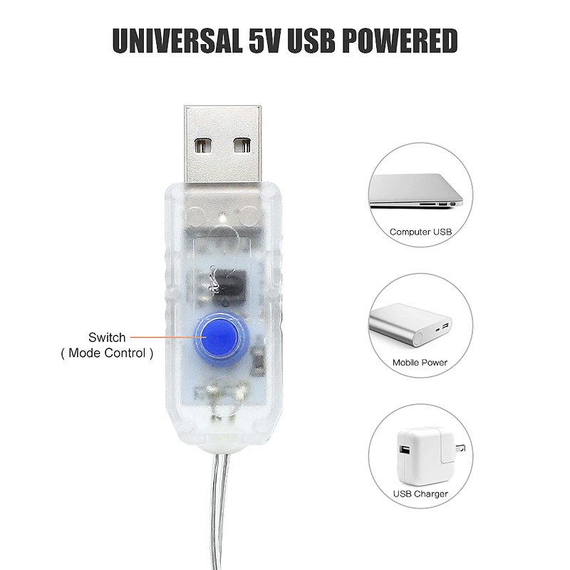 Led-es Függönyfüzér Usb-füzér Tündérünnep Távirányítóval