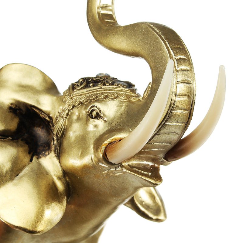 Lucky Charm Fengshui Mascot Arany Elefánt Gyanta Mini Szobor Otthoni Asztal Díszek Ajándékok Dekorációk