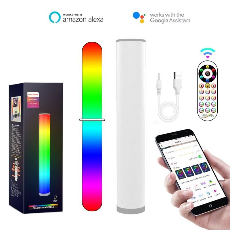 Modern Hengeres Led-es Állólámpa Ágy Melletti Rgb16 Színes App Távirányító Usb