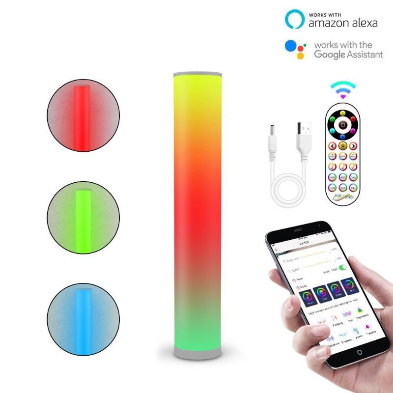 Modern Hengeres Led-es Állólámpa Ágy Melletti Rgb16 Színes App Távirányító Usb
