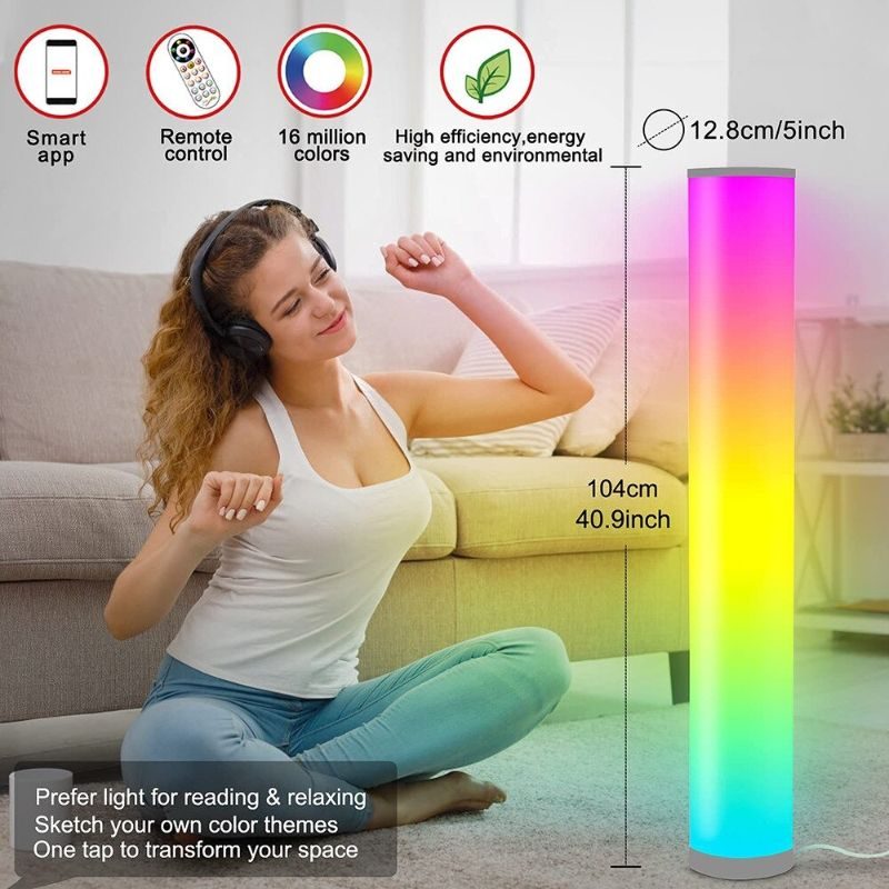 Modern Hengeres Led-es Állólámpa Ágy Melletti Rgb16 Színes App Távirányító Usb