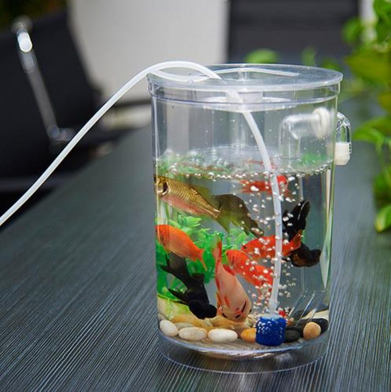 Ökológiai Hengeres Miniatűr Műanyag Fehér Akvárium Asztali Dekor Horgászkészletek