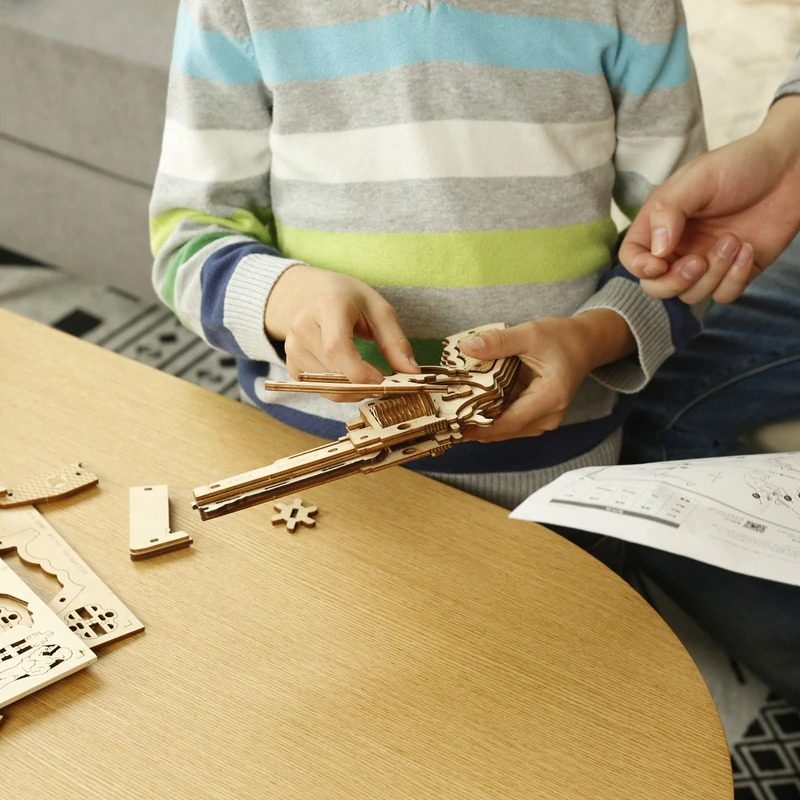 Puzzle Gumiszalag Fegyver Modell Játék Golyó 3d Fából