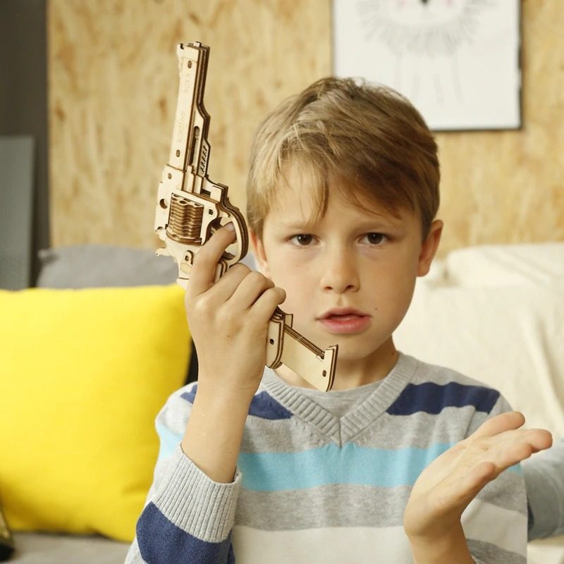 Puzzle Gumiszalag Fegyver Modell Játék Golyó 3d Fából