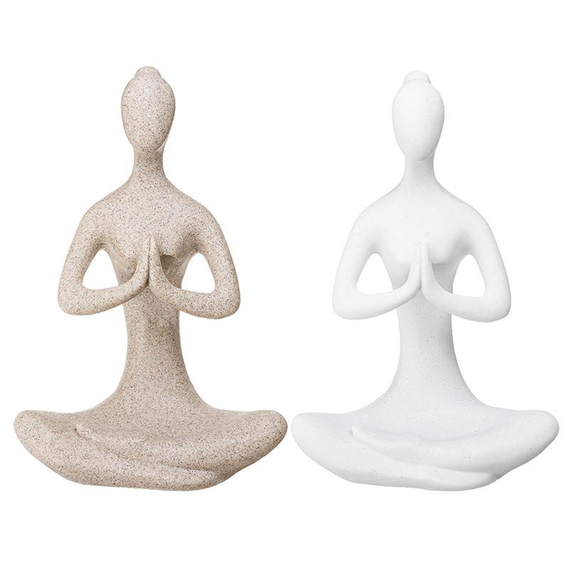 Yoga Lady Dísz Figura Otthon Beltéri Kültéri Kerti Dekorációk Buddhizmus Szobor Kreatív Ajándék
