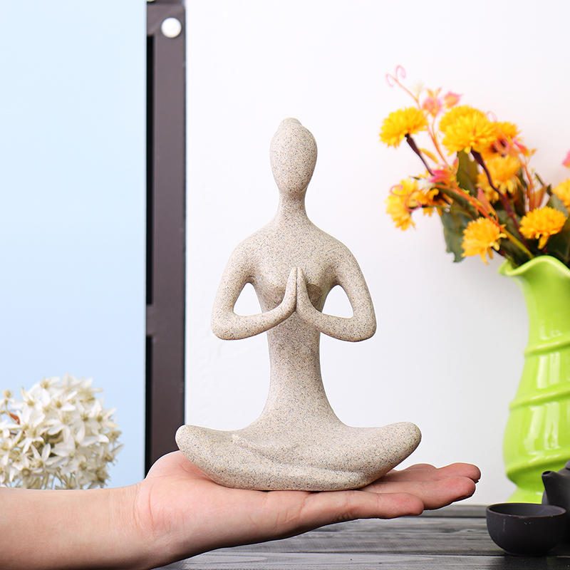 Yoga Lady Dísz Figura Otthon Beltéri Kültéri Kerti Dekorációk Buddhizmus Szobor Kreatív Ajándék