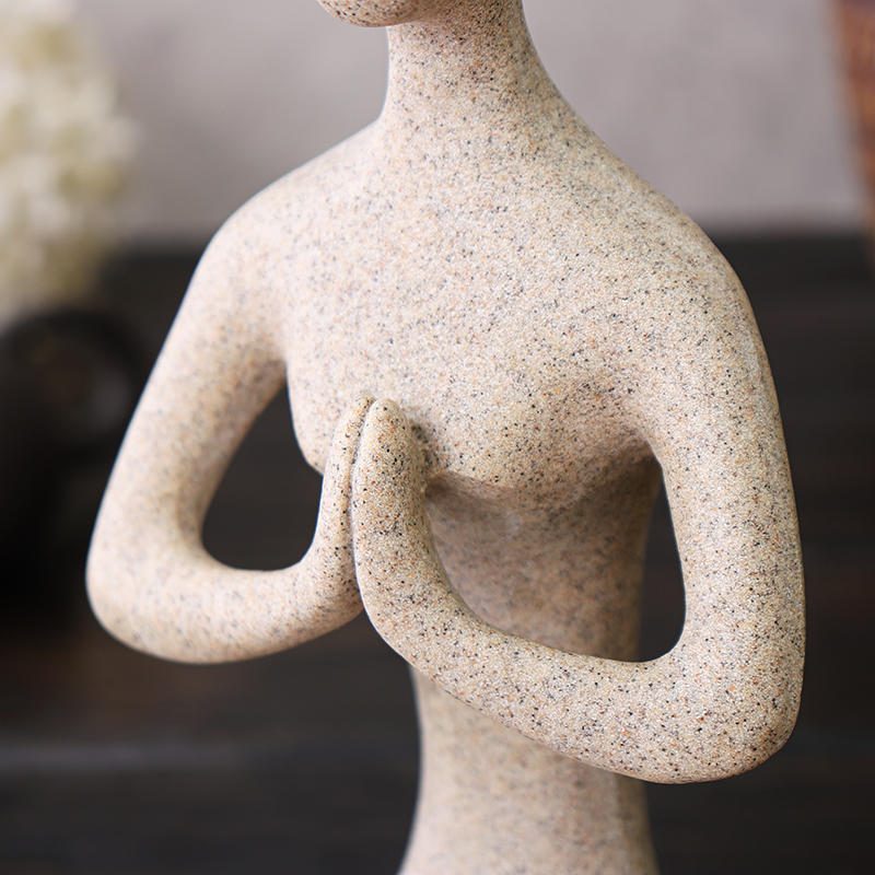 Yoga Lady Dísz Figura Otthon Beltéri Kültéri Kerti Dekorációk Buddhizmus Szobor Kreatív Ajándék