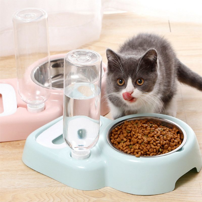 2 Az 1-ben Automata Kisállattál 500 Ml Állítható Itató Szökőkút Kutya Macskaeledel Etető