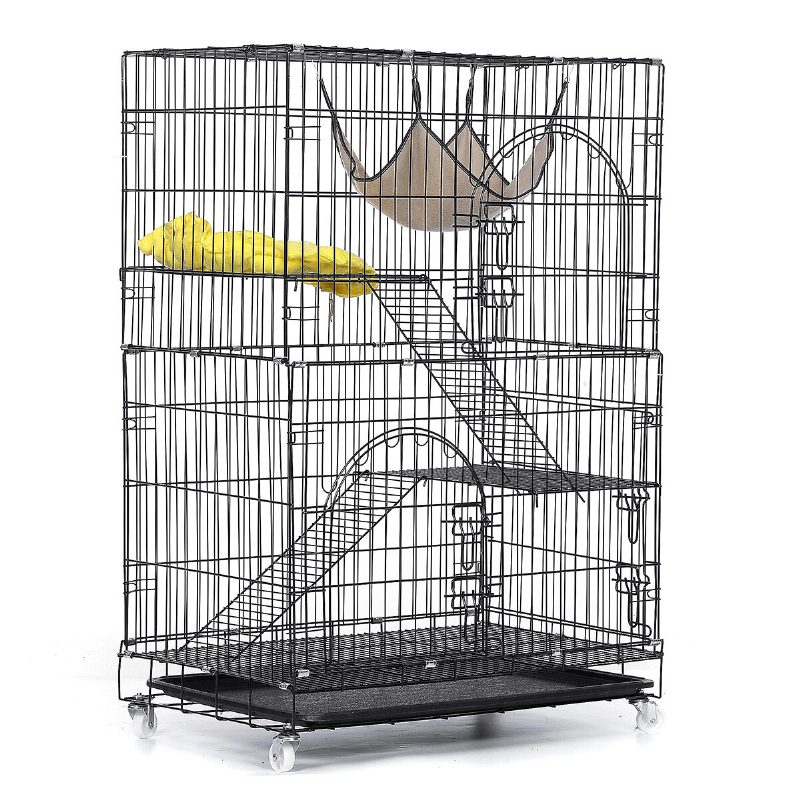 3 Szintes Macskaketrec Macskajáróka Kennel Láda Csincsilla Patkány Dobozos Ketrec Létrákkal Platformok Ágyak Reteszek Tálca Függőágy