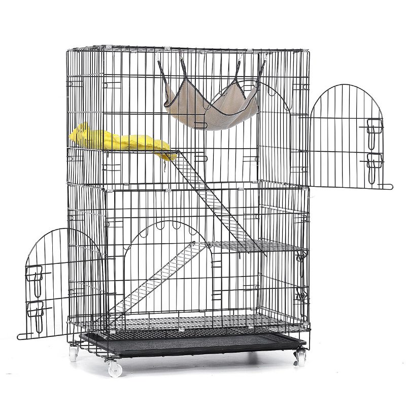 3 Szintes Macskaketrec Macskajáróka Kennel Láda Csincsilla Patkány Dobozos Ketrec Létrákkal Platformok Ágyak Reteszek Tálca Függőágy