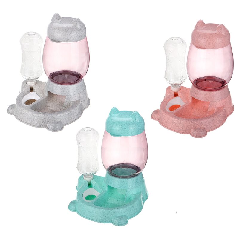 800 Ml+300 Ml Automata Kisállat Kutya Macska Kölyökadagoló 2 Az 1-ben Étel-ital-víz Edényadagoló