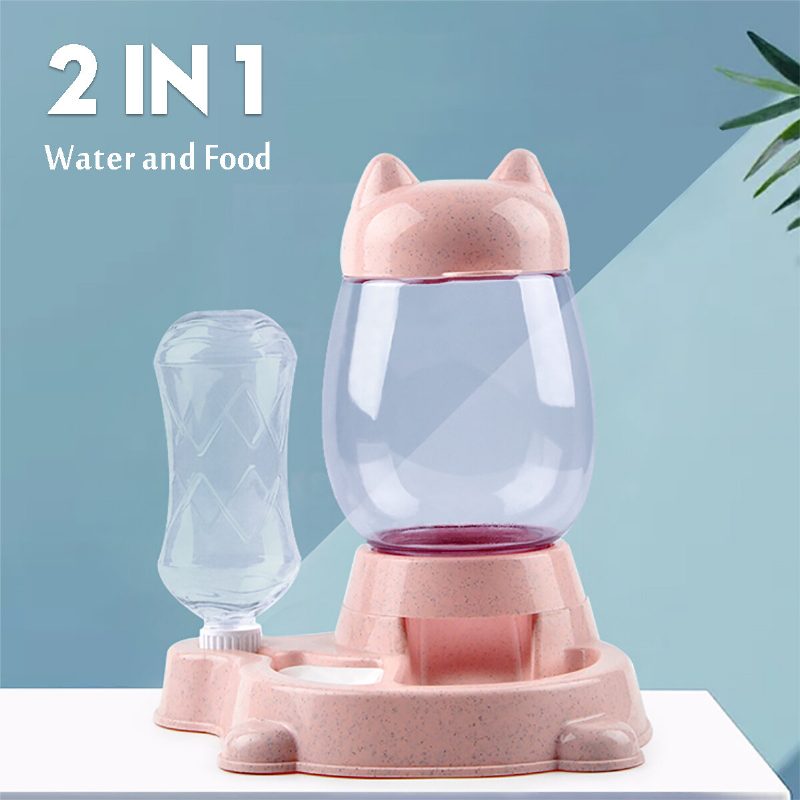 800 Ml+300 Ml Automata Kisállat Kutya Macska Kölyökadagoló 2 Az 1-ben Étel-ital-víz Edényadagoló