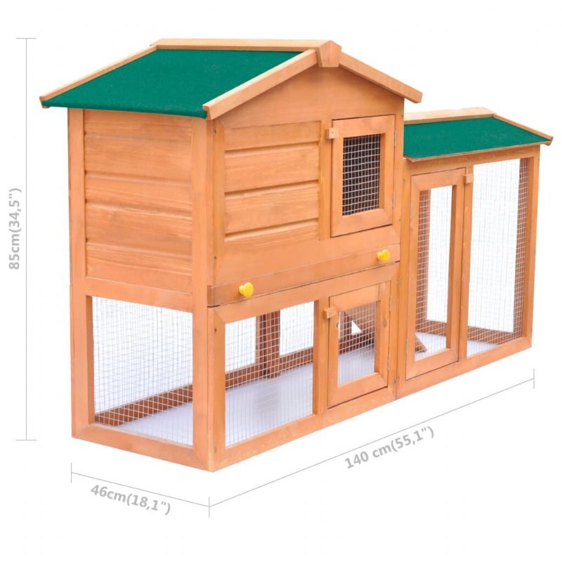 Rabbit Hutch 55.1"x18.1"x33.5" Tömör Fenyőfa