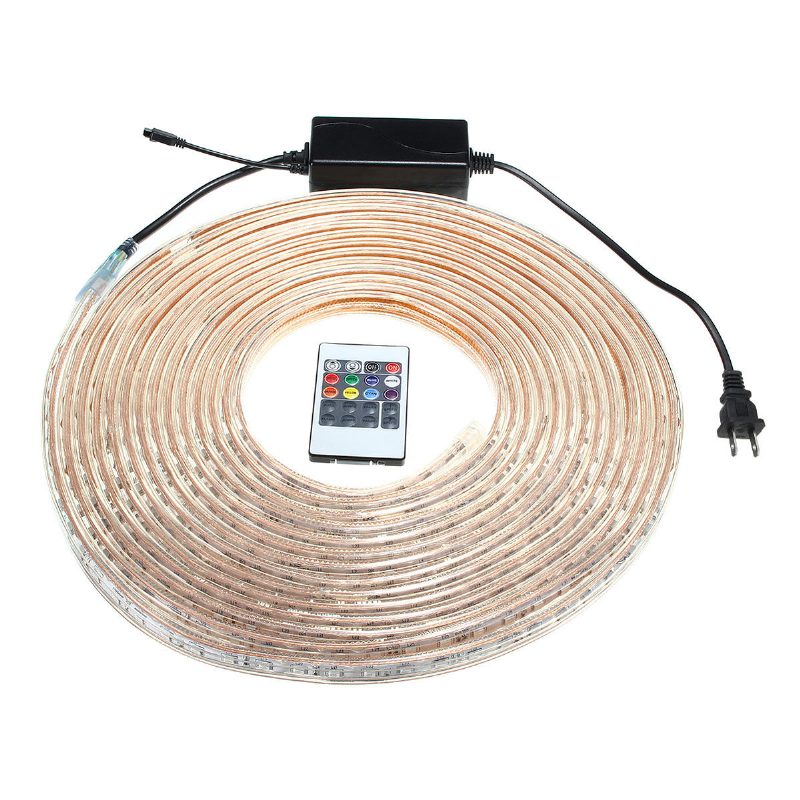 10/15m Smd5050 Led Rgb Rugalmas Kötél Kültéri Vízálló Szalaglámpa + Dugó + Távirányító Ac110v