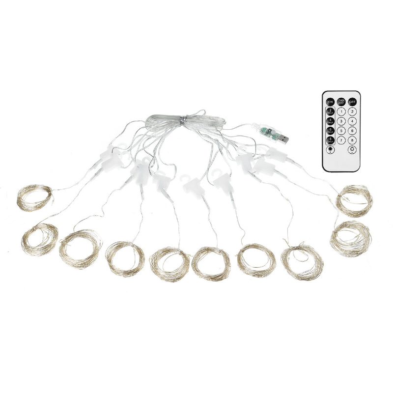 100/200/300 Led-es Ablakfüggöny Lámpák Usb Vízálló Tündérfüzér Fények Dekoratív Karácsonyi Csillogó Hálószoba Bulikhoz Esküvői Háttér Terasz És Fali Dekoráció - 8 Mód Kampóval