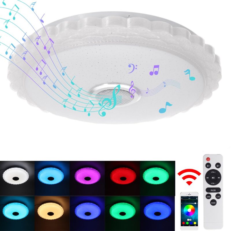 100-240v Led Mennyezeti Lámpa Bluetooth Hangszóróval Cserélhető Szabályozható Zenei Home Party App Távirányítóval