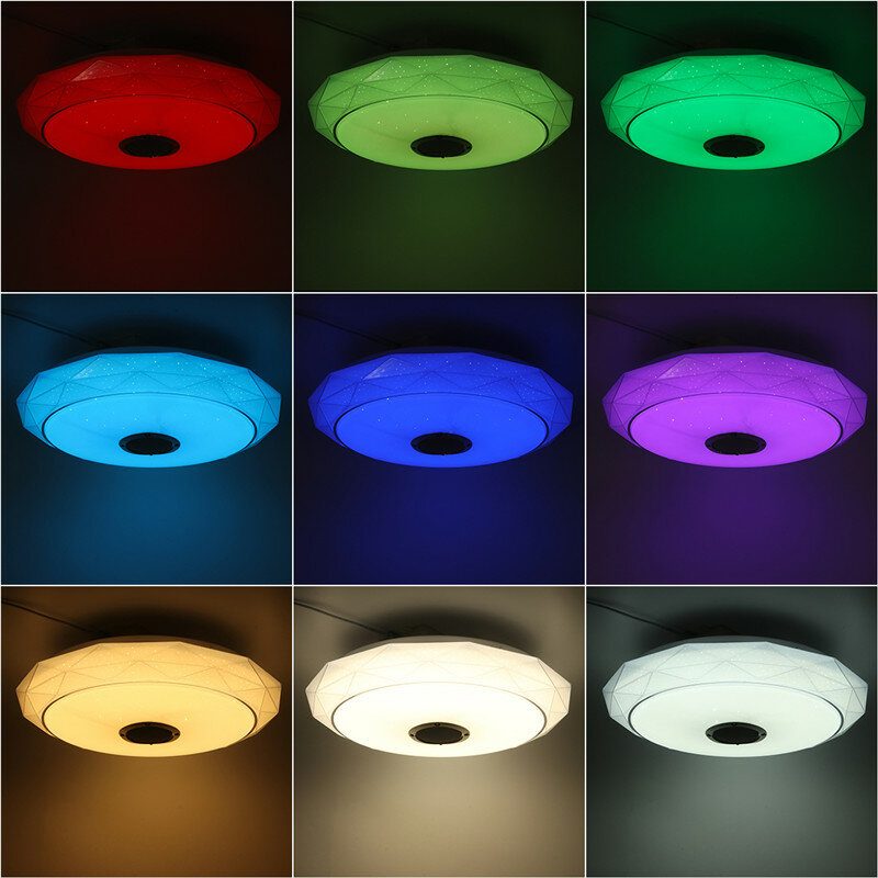 114 Led Zene Mennyezeti Lámpa + Távirányító Hálószoba Nappali Dolgozószoba Ac180-265v
