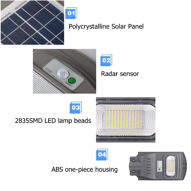 120/240/360 W Led-es Fali Lámpa Napelemes Mozgásérzékelős Kerti Távirányító