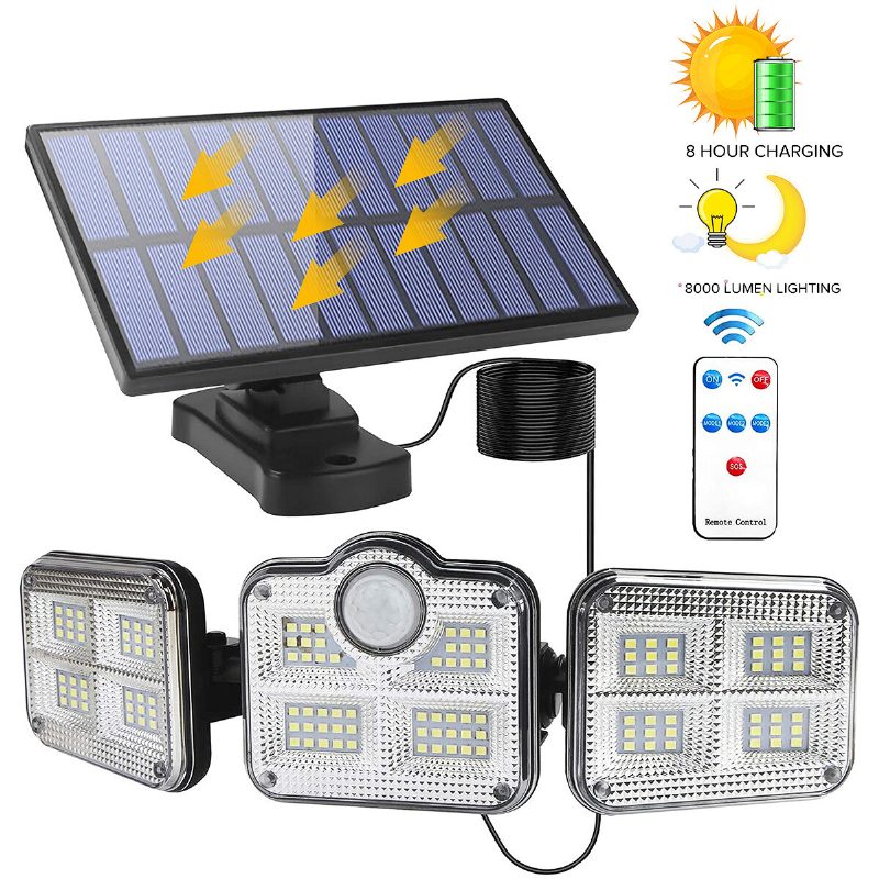122 Led-es Napelemes Sétány Lámpák 3 Módban Mozgásérzékelős Kültéri Kerti Utcai Lámpa Állítható