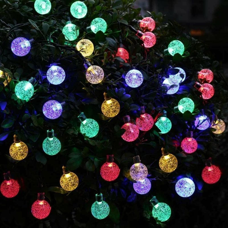 12m 8 Mód 100led Napelemes Zsinór Fénykristály Golyó Tündér Lámpa Esküvői Nyaraló Buli Karácsonyfa Díszek Fények