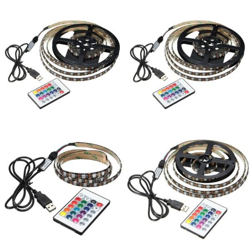 1m 2m 3m 4m Vízálló 5050 Rgb Led Usb Szalagfény Tv Háttérvilágítású Készlet + 24 Gombos Távirányító