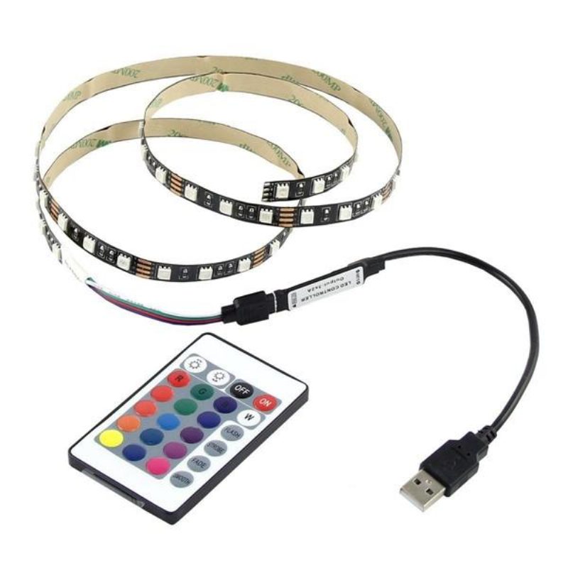 1m 2m 3m 4m Vízálló 5050 Rgb Led Usb Szalagfény Tv Háttérvilágítású Készlet + 24 Gombos Távirányító