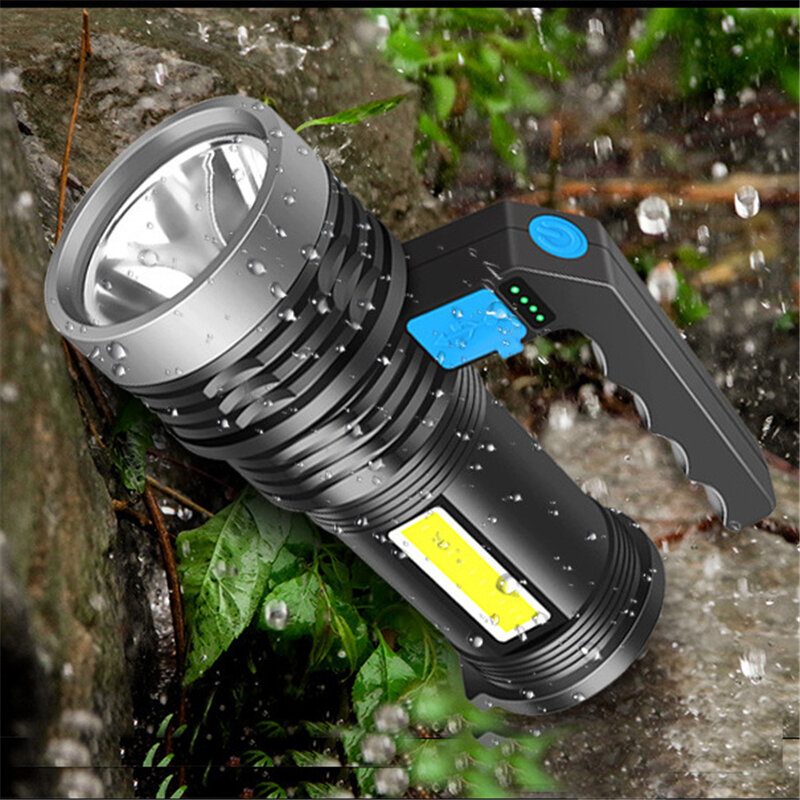 2 Db Bikight P500 Dupla Fényű 500 M Hosszú Hatótávolságú Erős Zseblámpa Cob Oldalsó Lámpával Usb Újratölthető Nagy Teljesítményű Kézi Spotlámpa Led Keresőlámpa