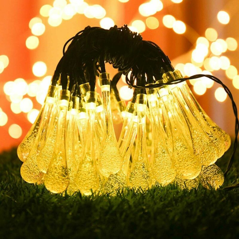 20m 200 Led Solar Water Drop Fairy String Light Garden Party Karácsonyi Dekoráció