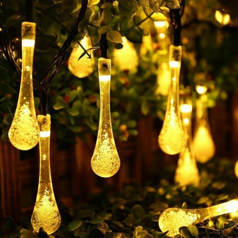 20m 200 Led Solar Water Drop Fairy String Light Garden Party Karácsonyi Dekoráció