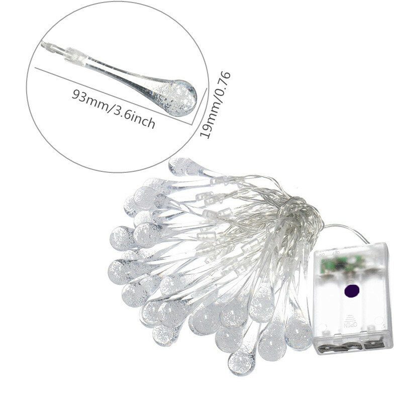 20m 200 Led Solar Water Drop Fairy String Light Garden Party Karácsonyi Dekoráció