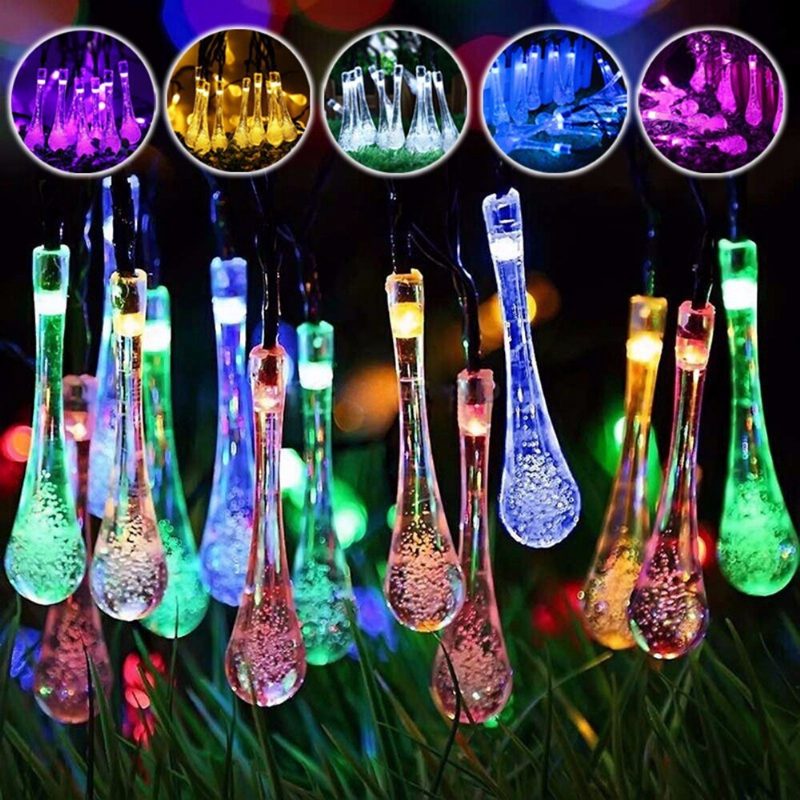 20m 200 Led Solar Water Drop Fairy String Light Garden Party Karácsonyi Dekoráció