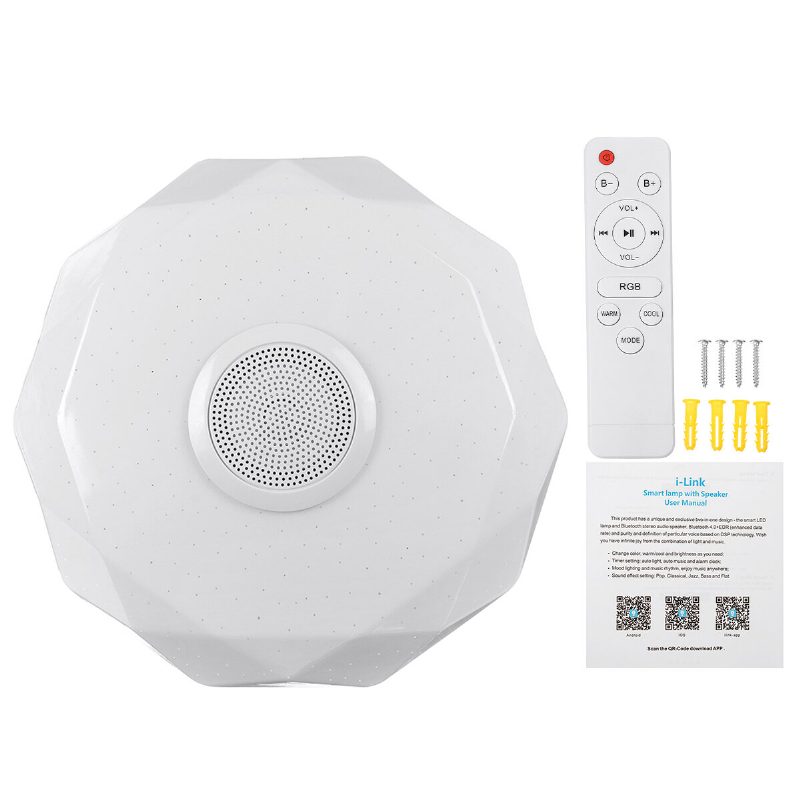 220v Led Rgb Mennyezeti Lámpa 3000-6500k Szabályozható Akril Zenei Bluetooth Távirányító