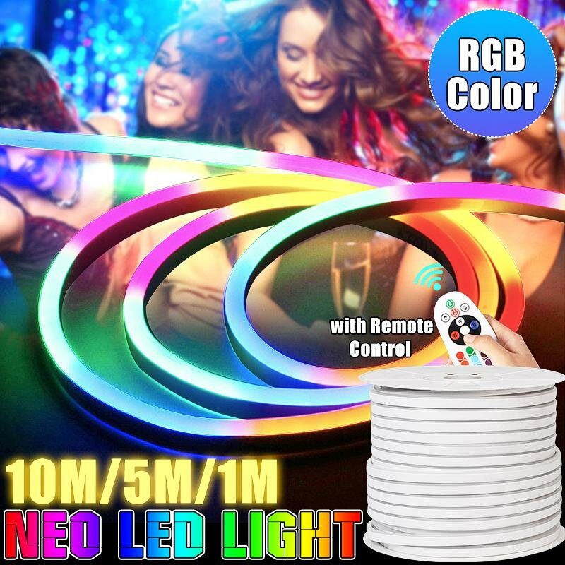 220v Led Szalag 8*16mm Rgb Neon Flex Kötéllámpa 1/5/10m Vízálló Led 5050 Led Tube Ip65 String Lámpa Többszínű Otthoni Barkácsolás Karácsonyi Dekorációhoz