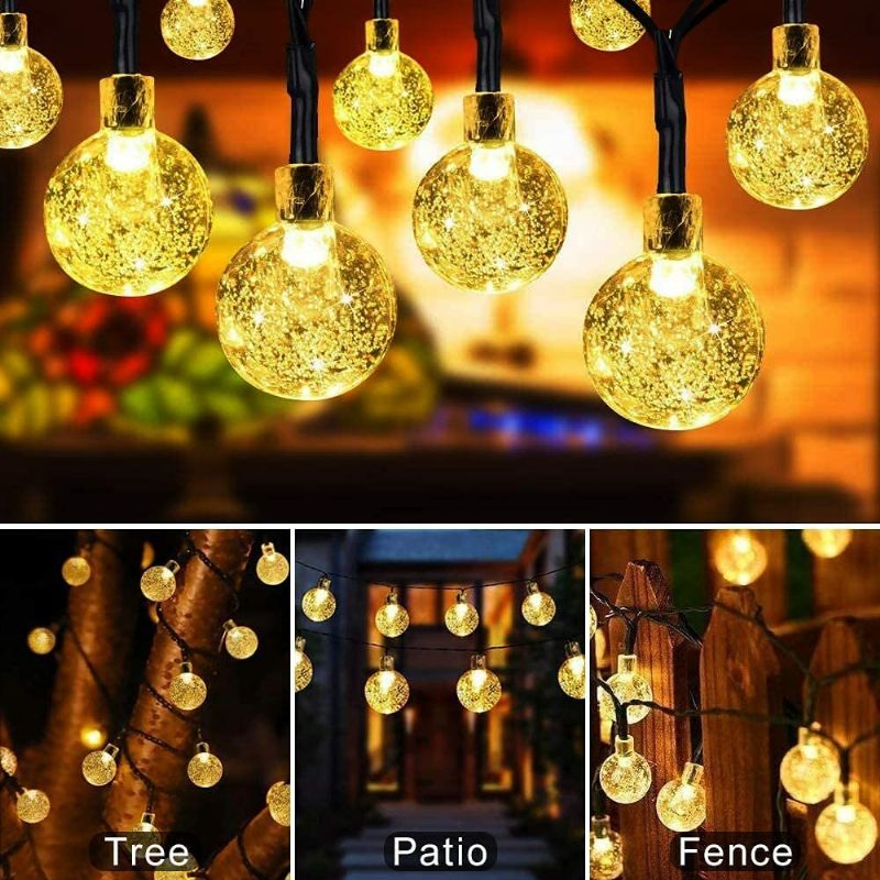 2db 30led/ 100led Napelemes String Golyós Lámpa Kültéri Vízálló Fehér Kerti Dekorációval