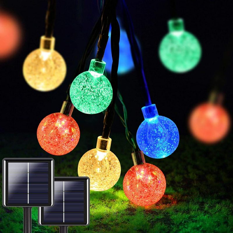 2db 30led/ 100led Napelemes String Golyós Lámpa Kültéri Vízálló Fehér Kerti Dekorációval