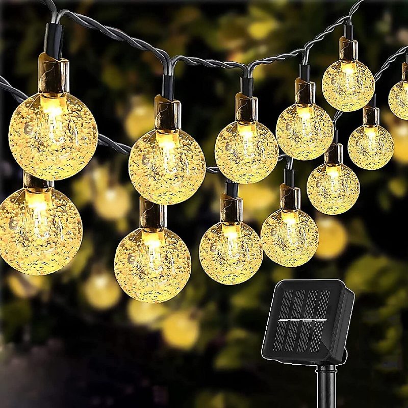 2db 30led/ 100led Napelemes String Golyós Lámpa Kültéri Vízálló Fehér Kerti Dekorációval