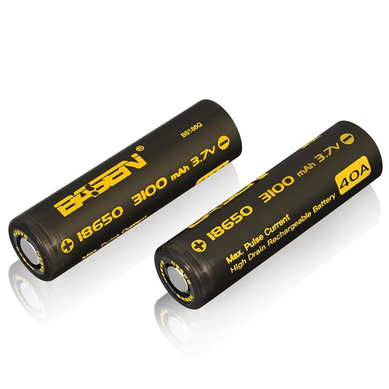 2db Basen Bs186q 18650 3100mah 3.7v 40a Nagy Lefolyású Lapos Tetejű Újratölthető Li-ion Akkumulátor