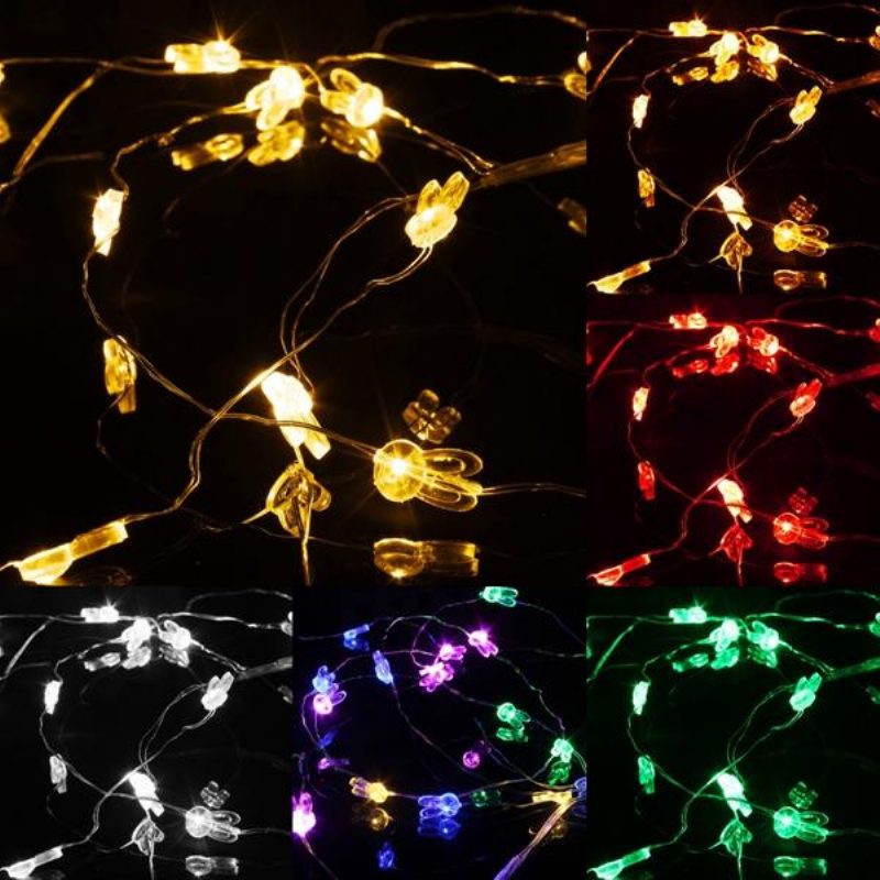 2m 20 Led Nyúlfej Elemmel Működő Karácsonyi Szál Tündérfény Buli Esküvői Dekoráció