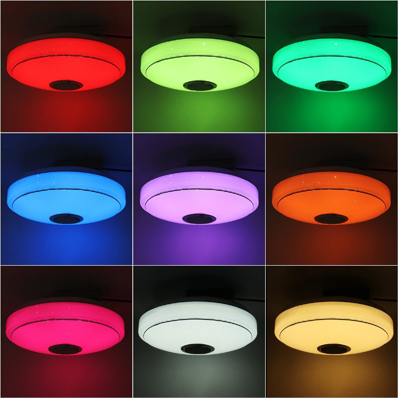 30 cm-es 36 W-os Rgbw Led Mennyezeti Lámpa Távirányítóval Bluetooth Hangszóró App Control Éjszakai Hálószoba Otthoni Party Dekorációs Lámpák 220v