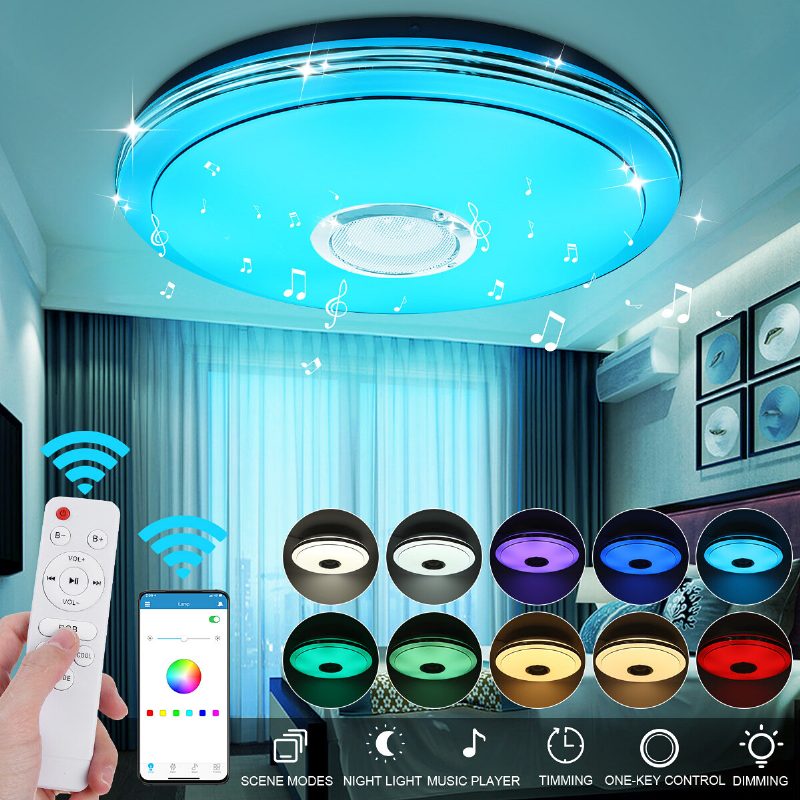 33 cm-es Led Mennyezeti Lámpa Rgb Bluetooth Zenei Hangszóró Szabályozható Hálószoba