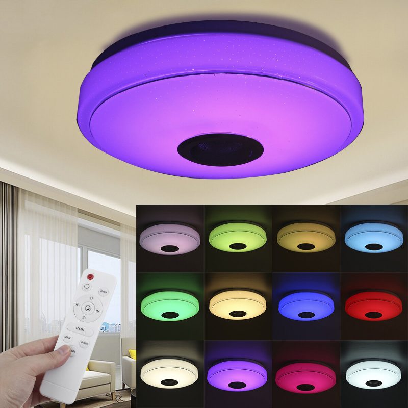 33cm 100w Bluetooth Wifi Led Mennyezeti Lámpa Rgb Zenei Hangszóró Szabályozható App Távirányító 110-245v
