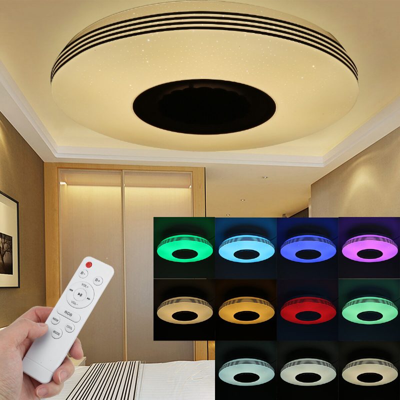 34 cm-es Led Mennyezeti Lámpa Rgb Bluetooth Zenei Hangszóró Dimmer App Távirányítós Lámpák