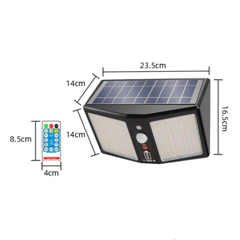 360led Napelemes Fali Lámpák 12000mah 6 Módos Mozgásérzékelő Ip65 Vízálló Kültéri Udvar Kert Utcai Indukciós Éjszakai Lámpa