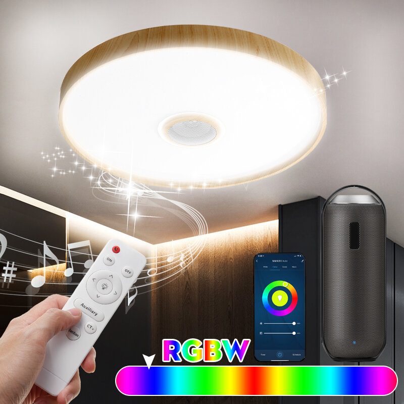 38 cm-es Mennyezeti Lámpa Bluetooth Hangszóróval Szabályozható Modern Intelligens Otthoni Partivilágítás Vezérlőlámpa Színe Fényerő És Zene Távirányítóval A Mobilalkalmazáson Keresztül