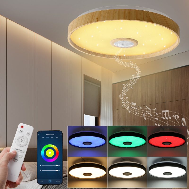 38 cm-es Mennyezeti Lámpa Bluetooth Hangszóróval Szabályozható Modern Intelligens Otthoni Partivilágítás Vezérlőlámpa Színe Fényerő És Zene Távirányítóval A Mobilalkalmazáson Keresztül