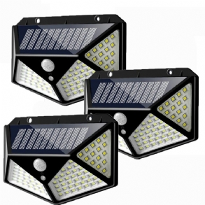 3db 100 Led Napenergiával Működő Pir Mozgásérzékelő Fali Lámpa Kültéri Kerti 3 Üzemmód