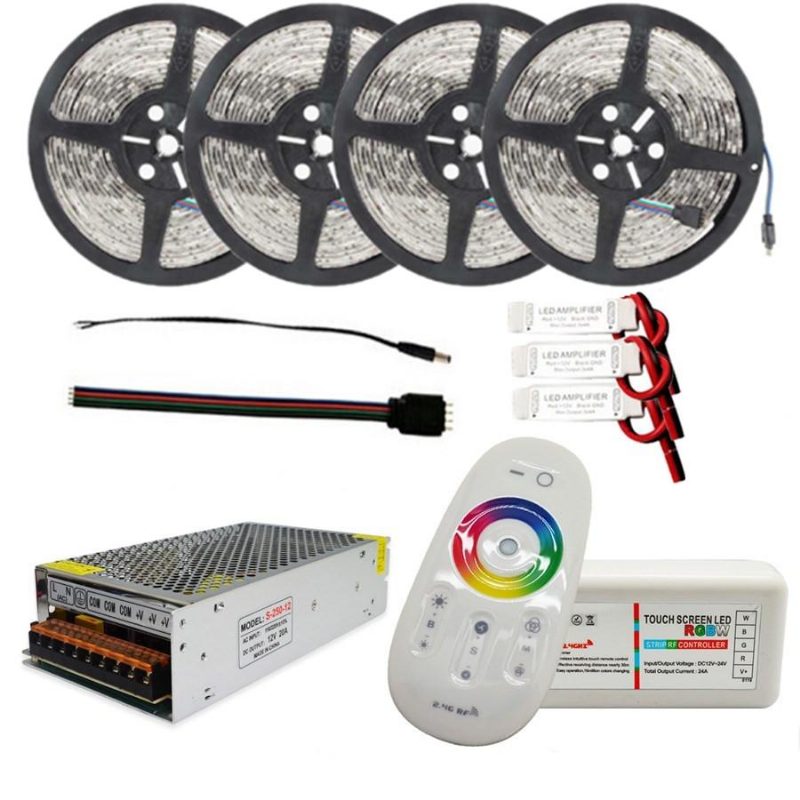 4x5m Smd5050 Nem Vízálló Led Szalaglámpa+2.4g Rf Távirányító+dc12v Világítási Transzformátor