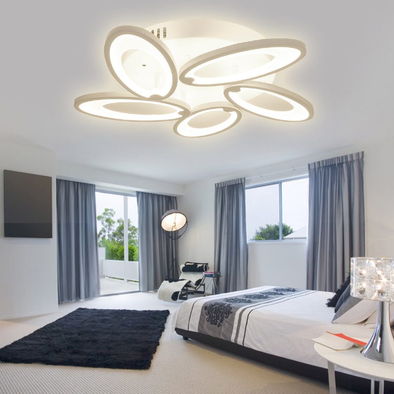 5 Fej Modern Led Mennyezeti Akril Otthoni Lámpák Csillár Lámpa + Távirányító 3200-6500k