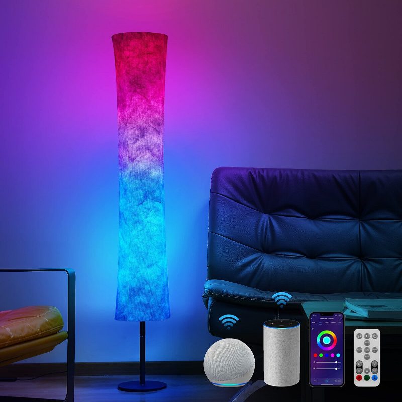 58"-os Lágy Fényű Modern Led-es Állólámpa Rgb Színváltós Szöveternyő App+távirányító